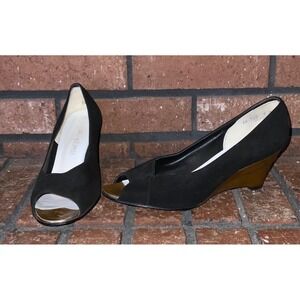 Vintage Jacobson's California Magdesians Black Peep Toe Heels Size 8M
